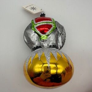 Christopher Radko Center Ring Circus Elephant Yellow Ball Christmas‎ 7" Ornament